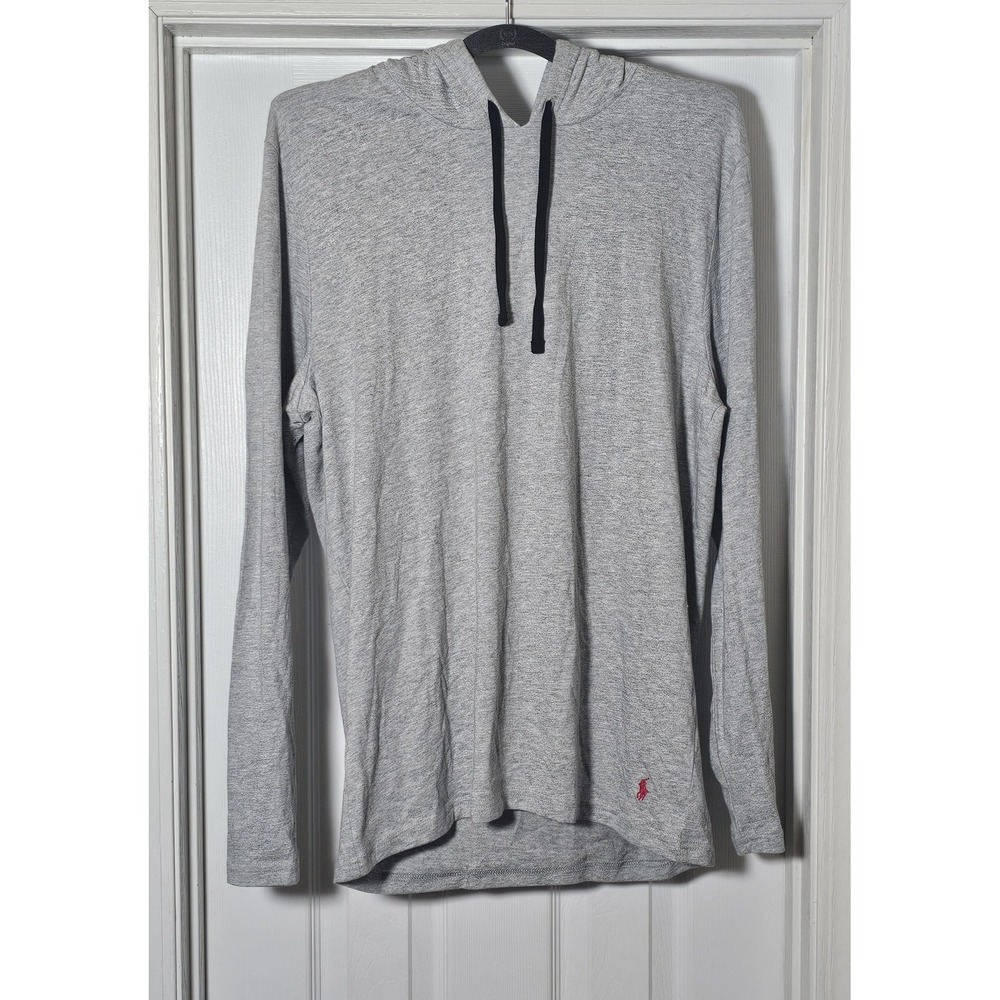 Polo Ralph Lauren Hooded Long Sleeve Tee Shirt Men's Size‎ Medium Gray Pony Logo
